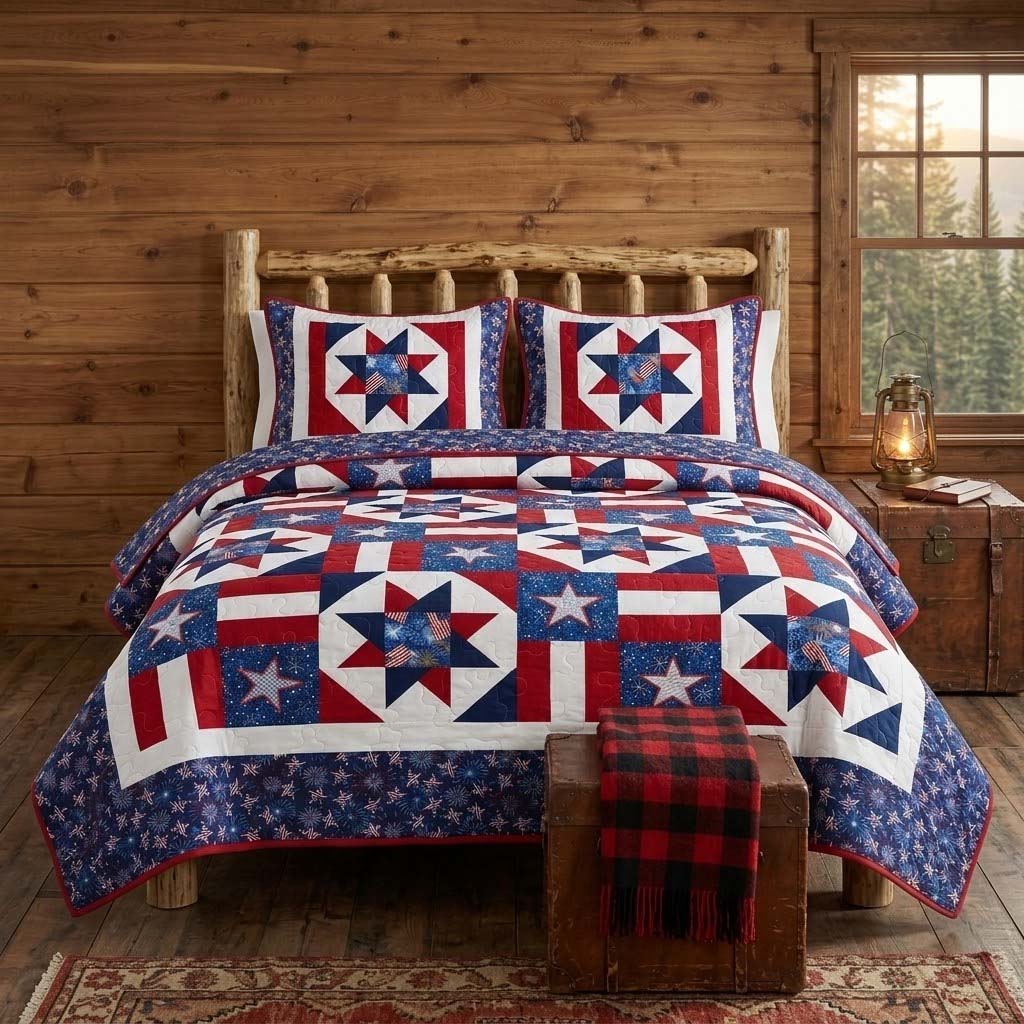 Frontier Star 3-Piece Quilted Bedding Set - Single (59" x 70")