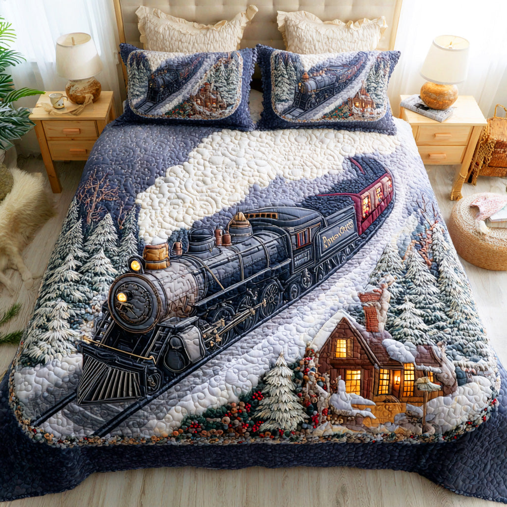 Frost Rail Journey 3-Piece Quilted Bedding Set - Single (59" x 70")