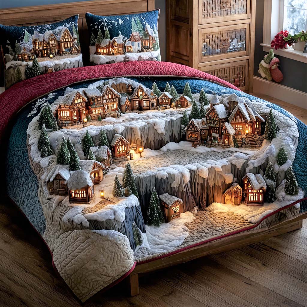 Frostfair Hamlet 3-Piece Quilted Bedding Set - Single (59" x 70")