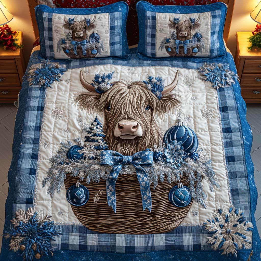 Frosty Charm 3-Piece Quilted Bedding Set - Single (59" x 70")