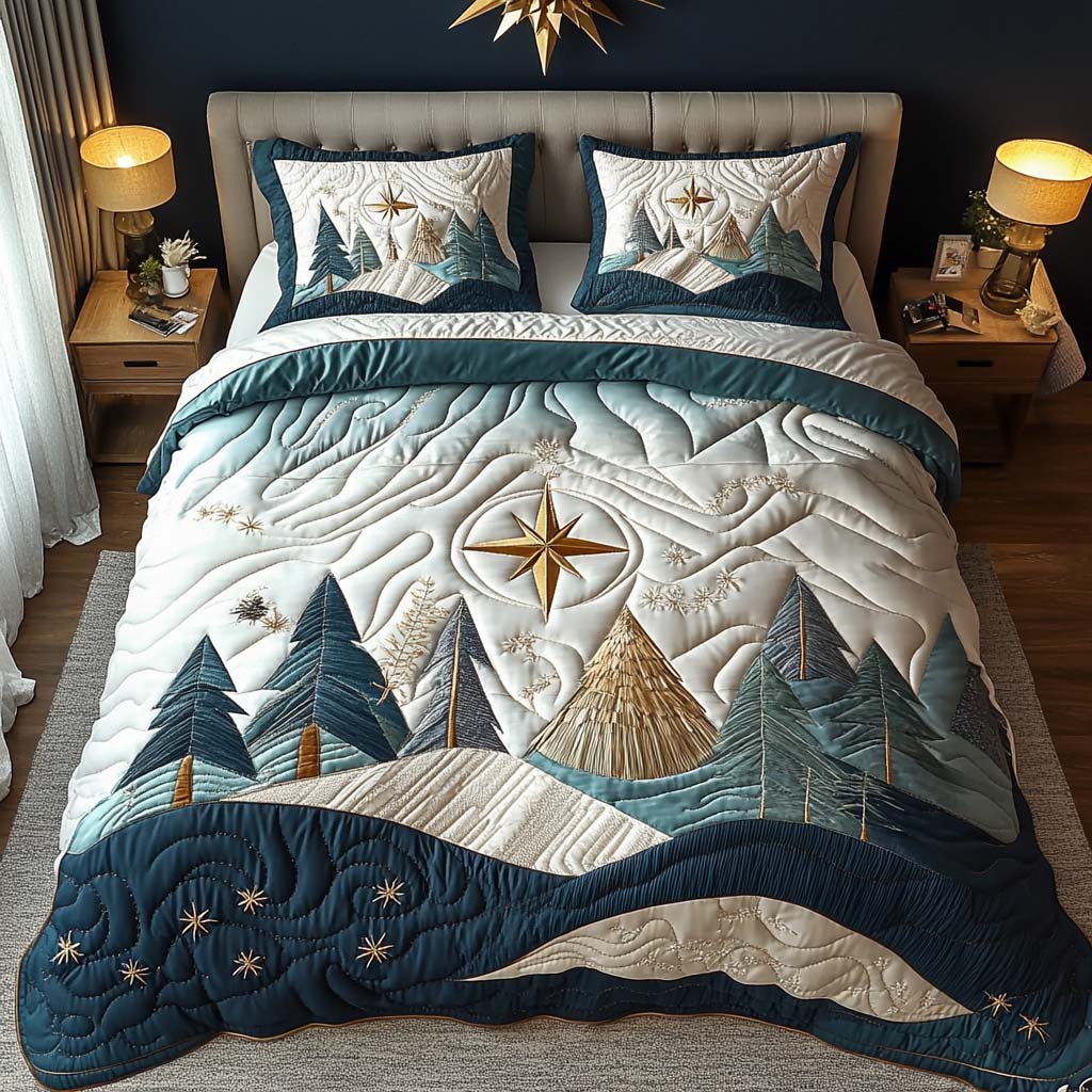 Frosty Peaks 3-Piece Quilted Bedding Set - Single (59" x 70")