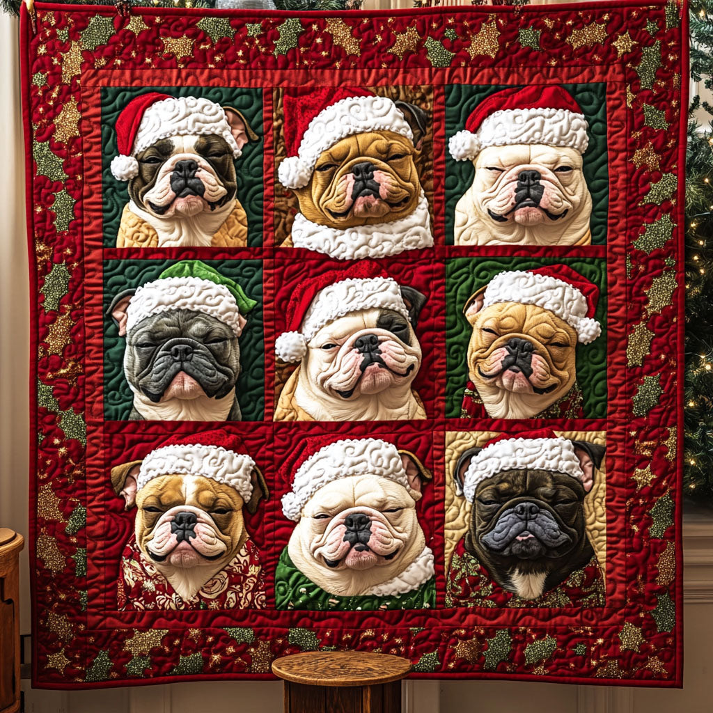 Frosty Bulldogs Quilted Blanket - Throw (55" x 60")