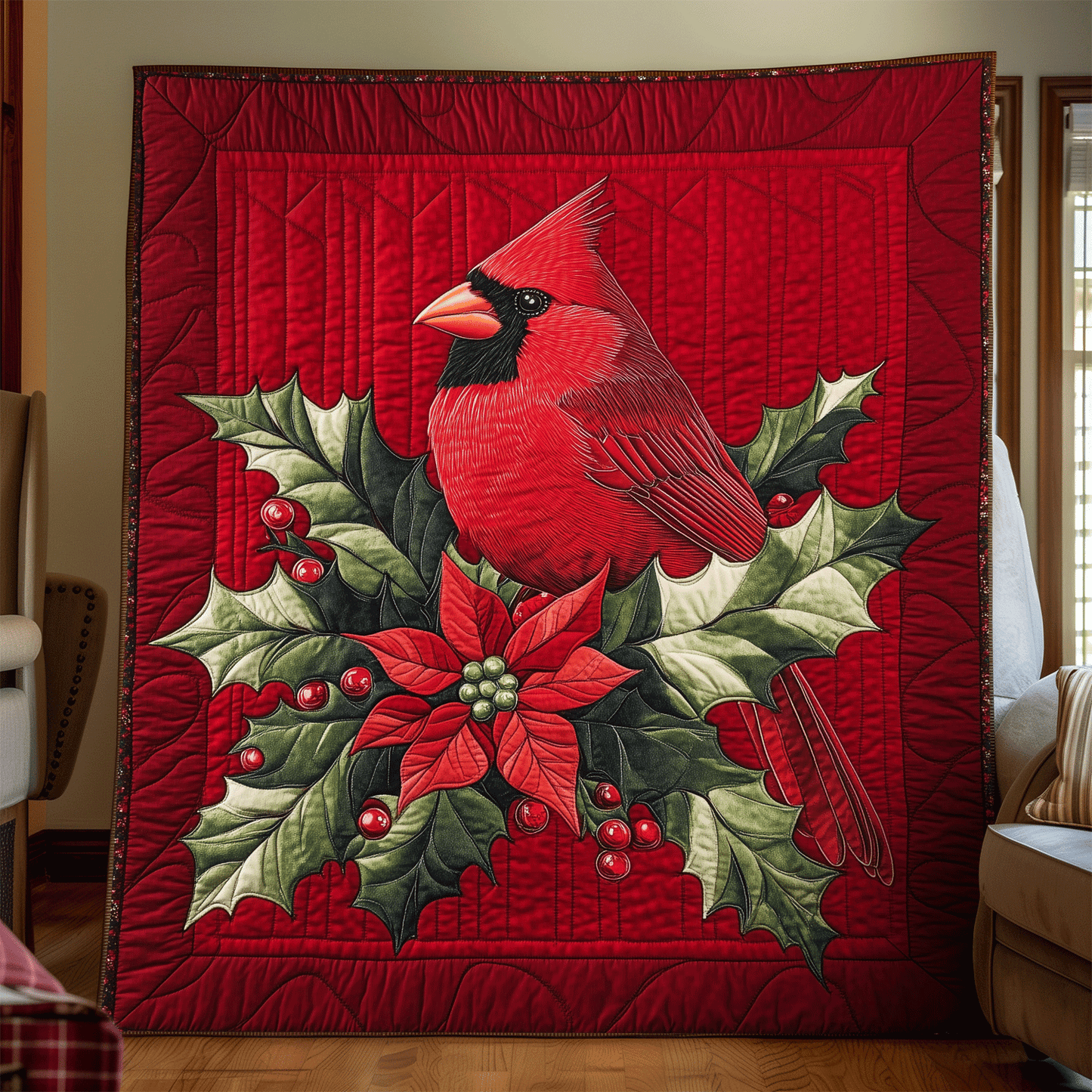 Frosty Feather Quilted Blanket - Throw (55" x 60")