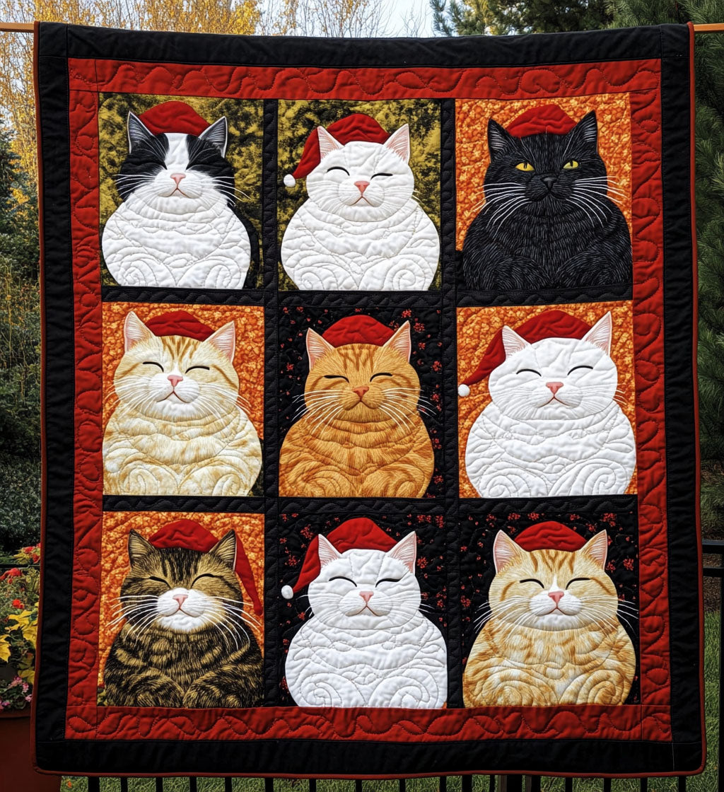 Frosty Feline Quilted Blanket - Throw (55" x 60")