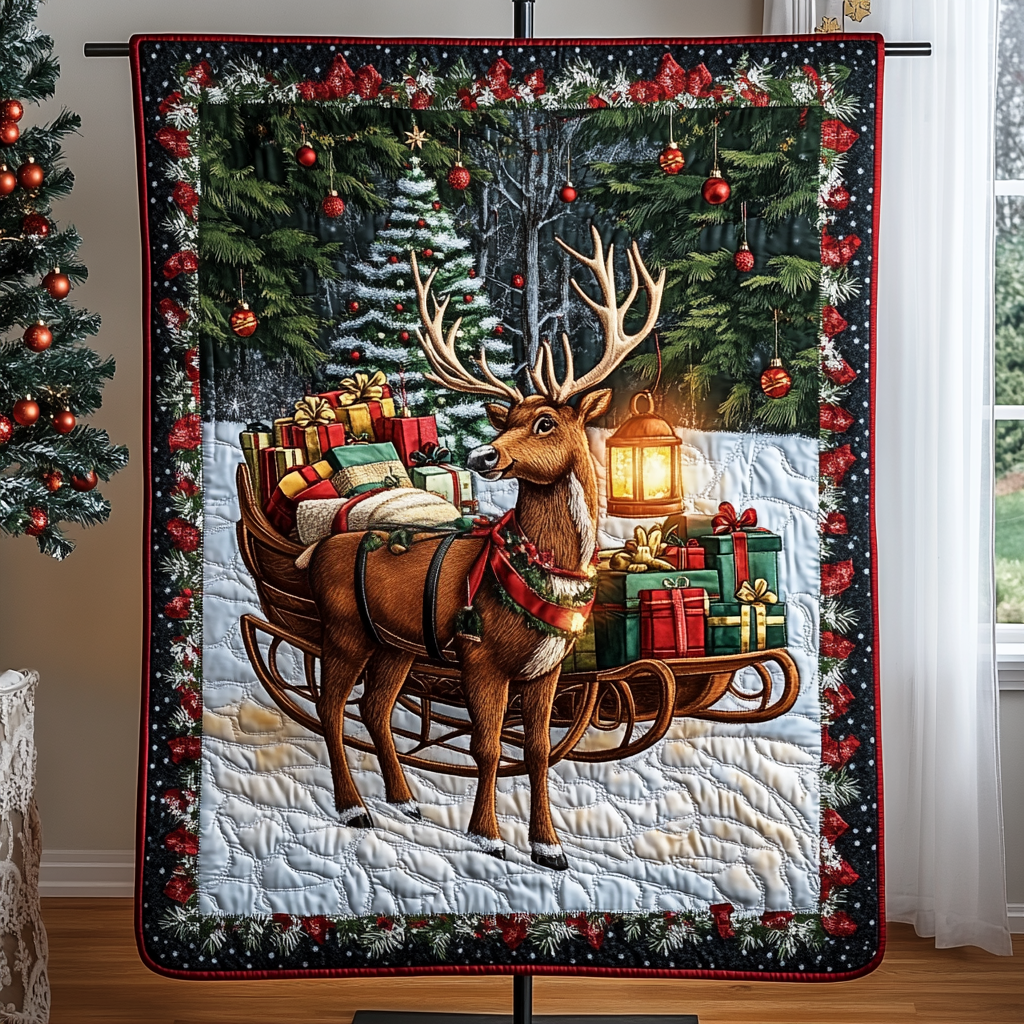 Frosty Forest Quilted Blanket - Throw (55" x 60")