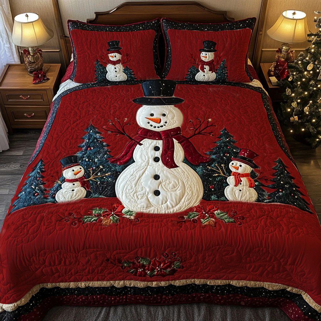 Frosty Friends V2 3-Piece Quilted Bedding Set - Single (59" x 70")