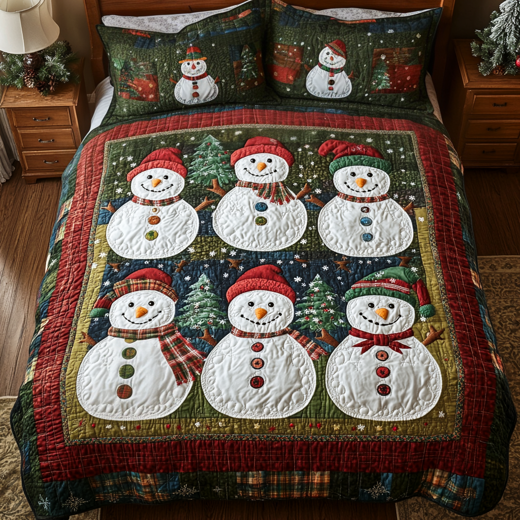 Frosty Gathering 3-Piece Quilted Bedding Set - Single (59" x 70")
