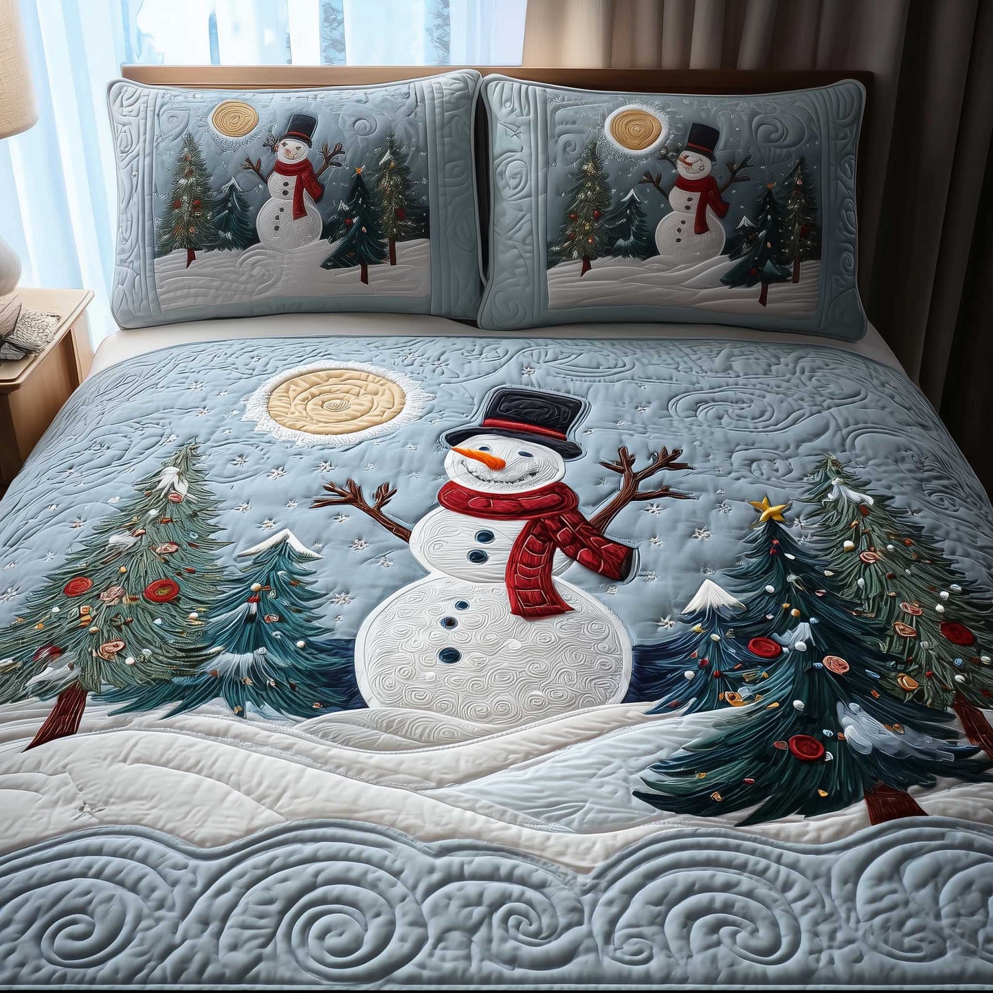 Frosty Night 3-Piece Quilted Bedding Set - Single (59" x 70")