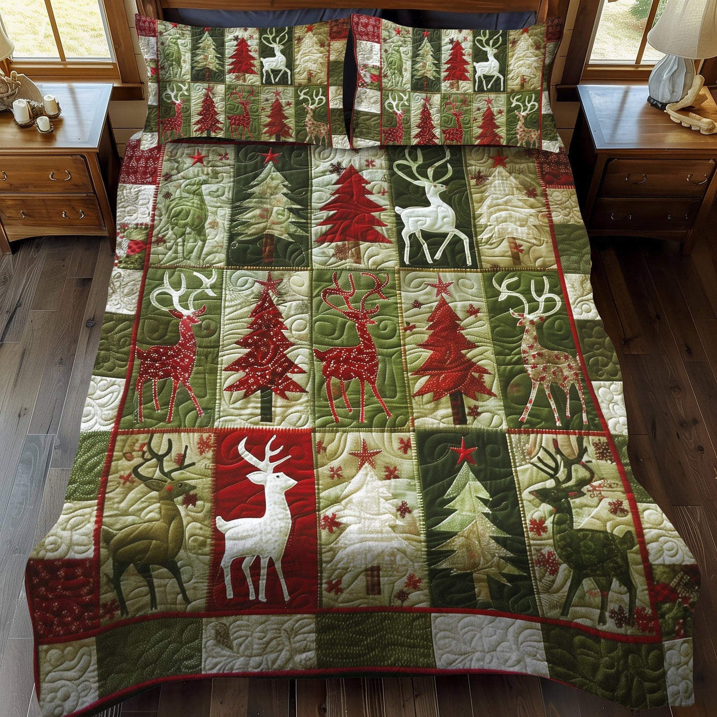 Frosty Pines Quilted Bedding Set - Single (59" x 70")