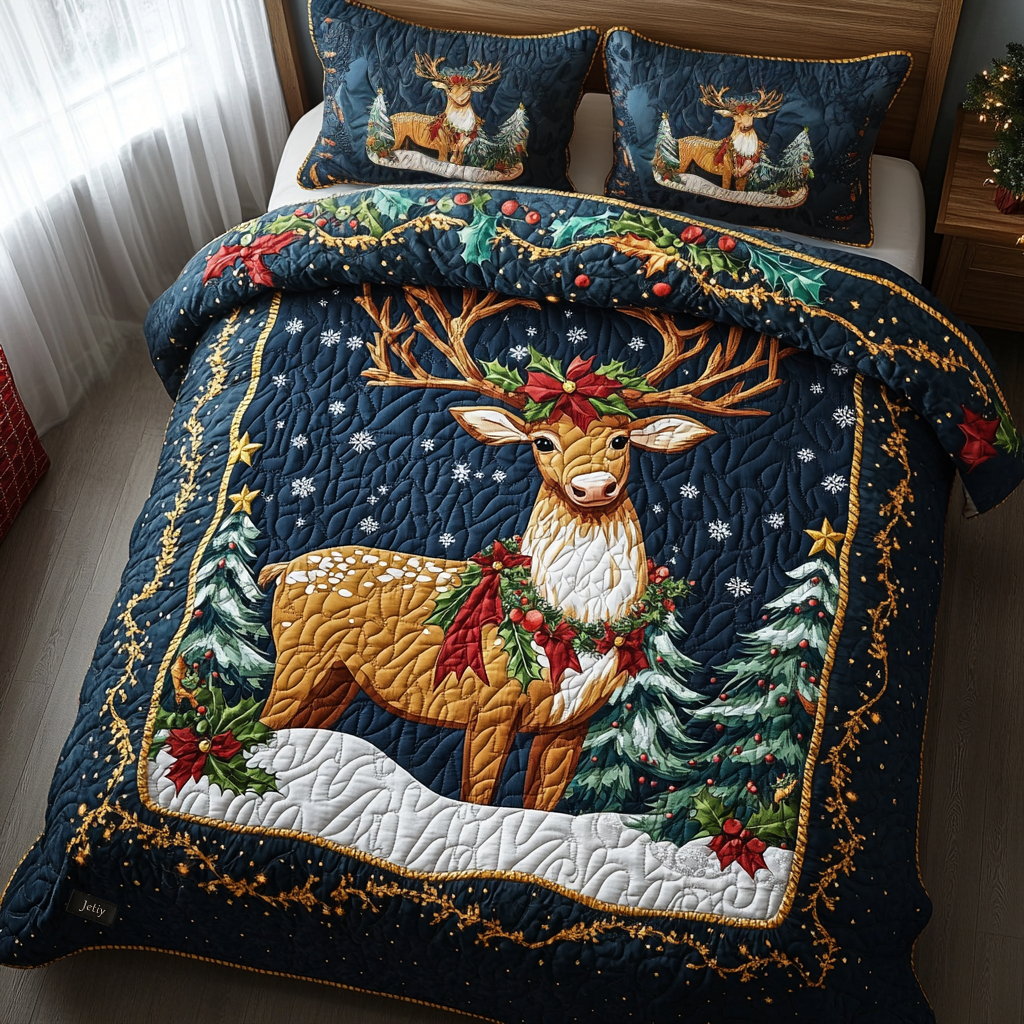 Frosty Pines Quilted Bedding Set - Single (59" x 70")