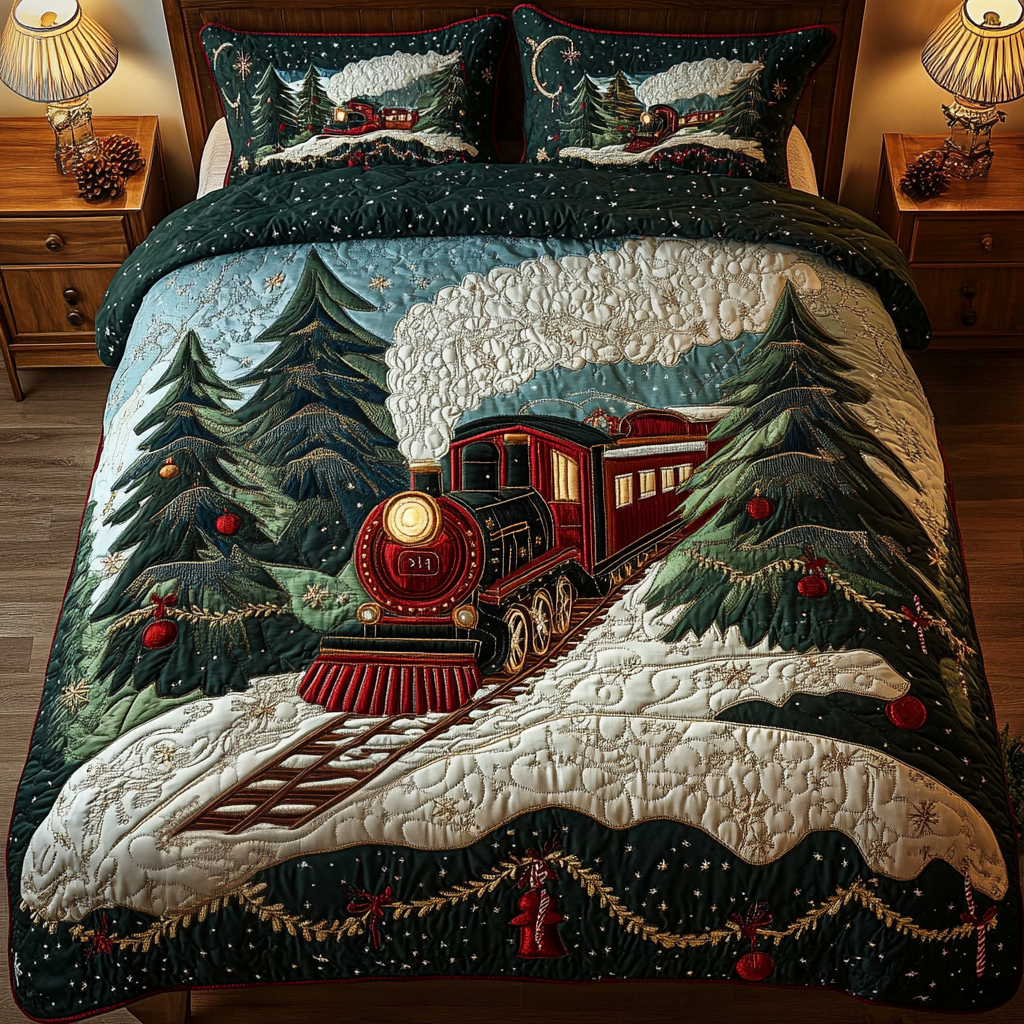 Frosty Rails 3-Piece Quilted Bedding Set - Single (59" x 70")