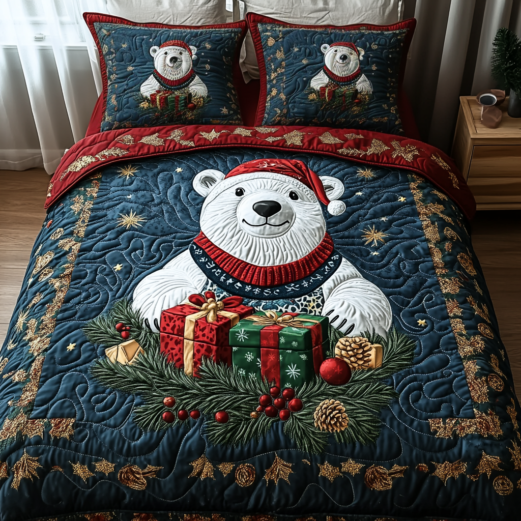 Frosty Whiskers Quilted Bedding Set - Single (59" x 70")