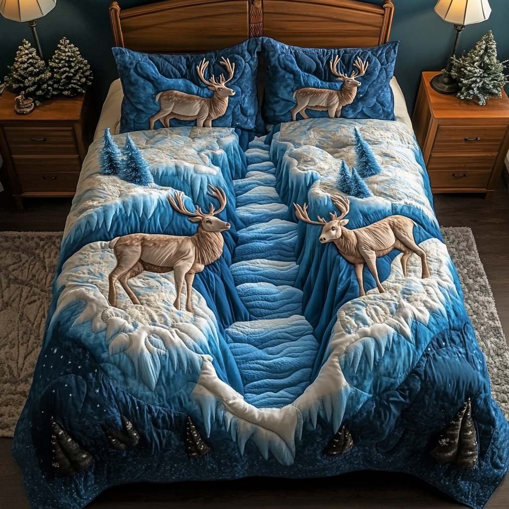 Frozen Antler 3-Piece Quilted Bedding Set - Single (59" x 70")