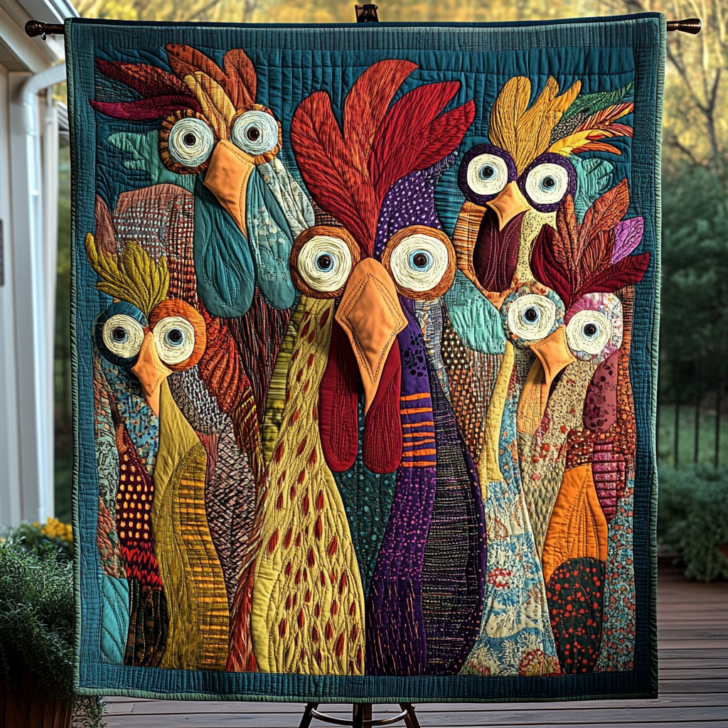 Funky Flock Quilted Blanket - Throw (55" x 60")
