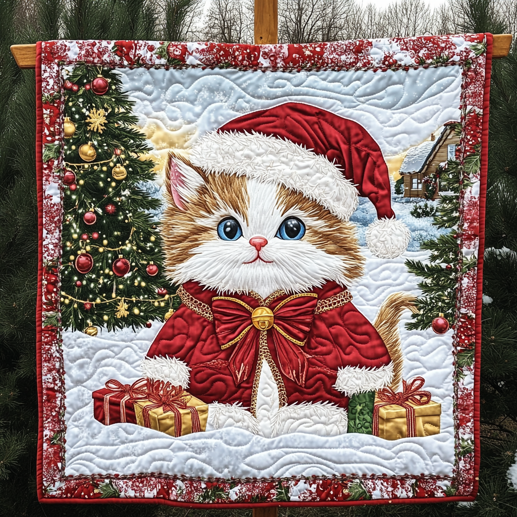 Furry Festive Whiskers Quilted Blanket - Throw (55" x 60")