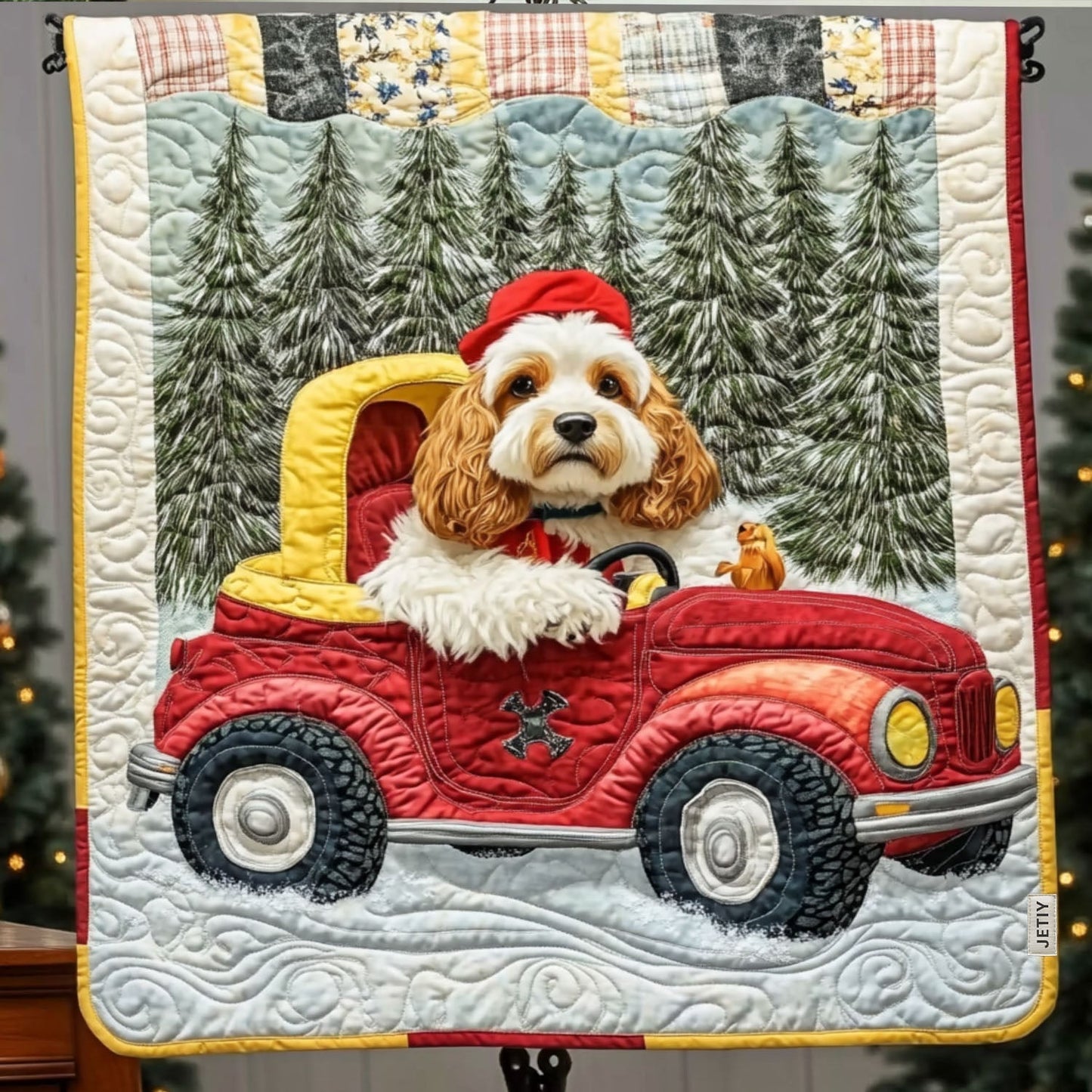 Furry Friends Festivity Quilted Blanket - Throw (55" x 60")