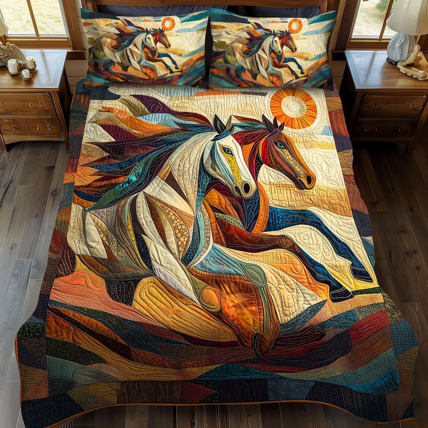 Galloping Dreams 3-Piece Quilted Bedding Set - Single (59" x 70")