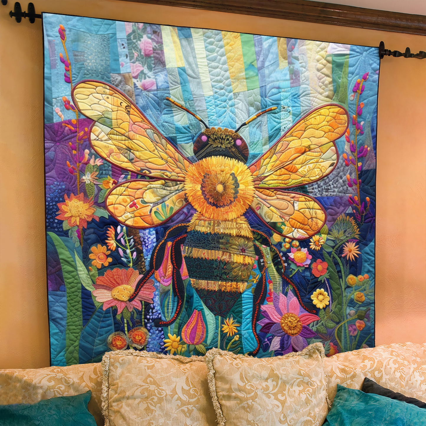 Garden Buzz Quilted Blanket - Throw (55" x 60")