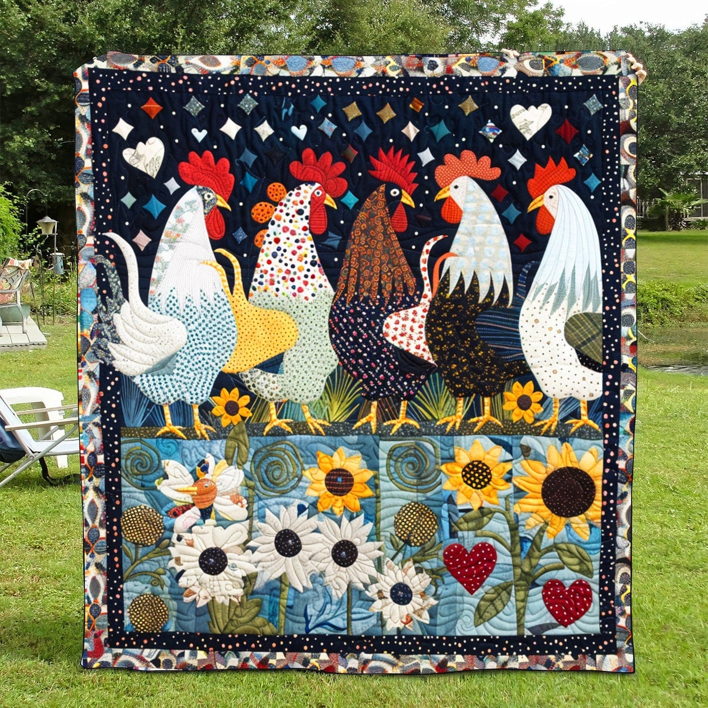 Garden Roost Quilted Blanket - Throw (55" x 60")