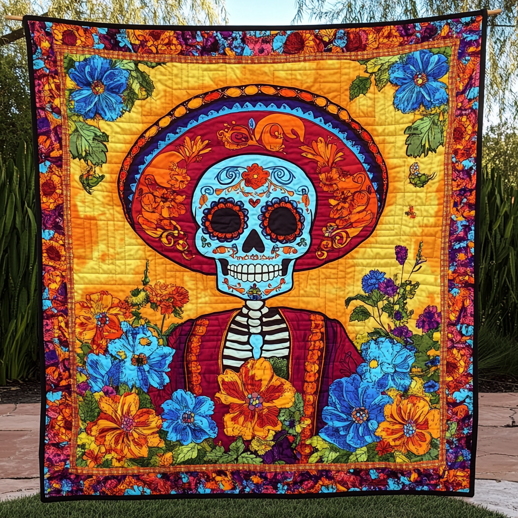 Garden Catrina Quilted Blanket - Throw (55" x 60")