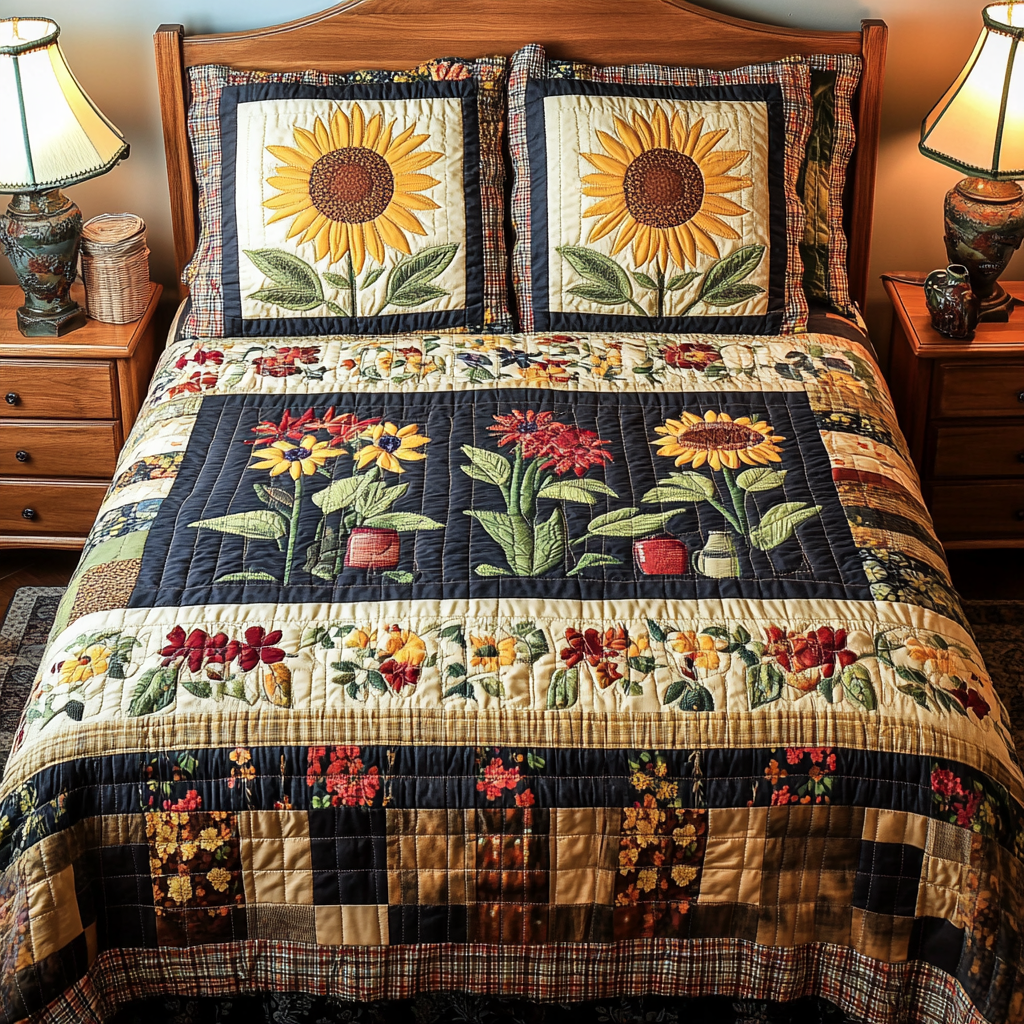 Garden Dream 3-Piece Quilted Bedding Set - Single (59" x 70")