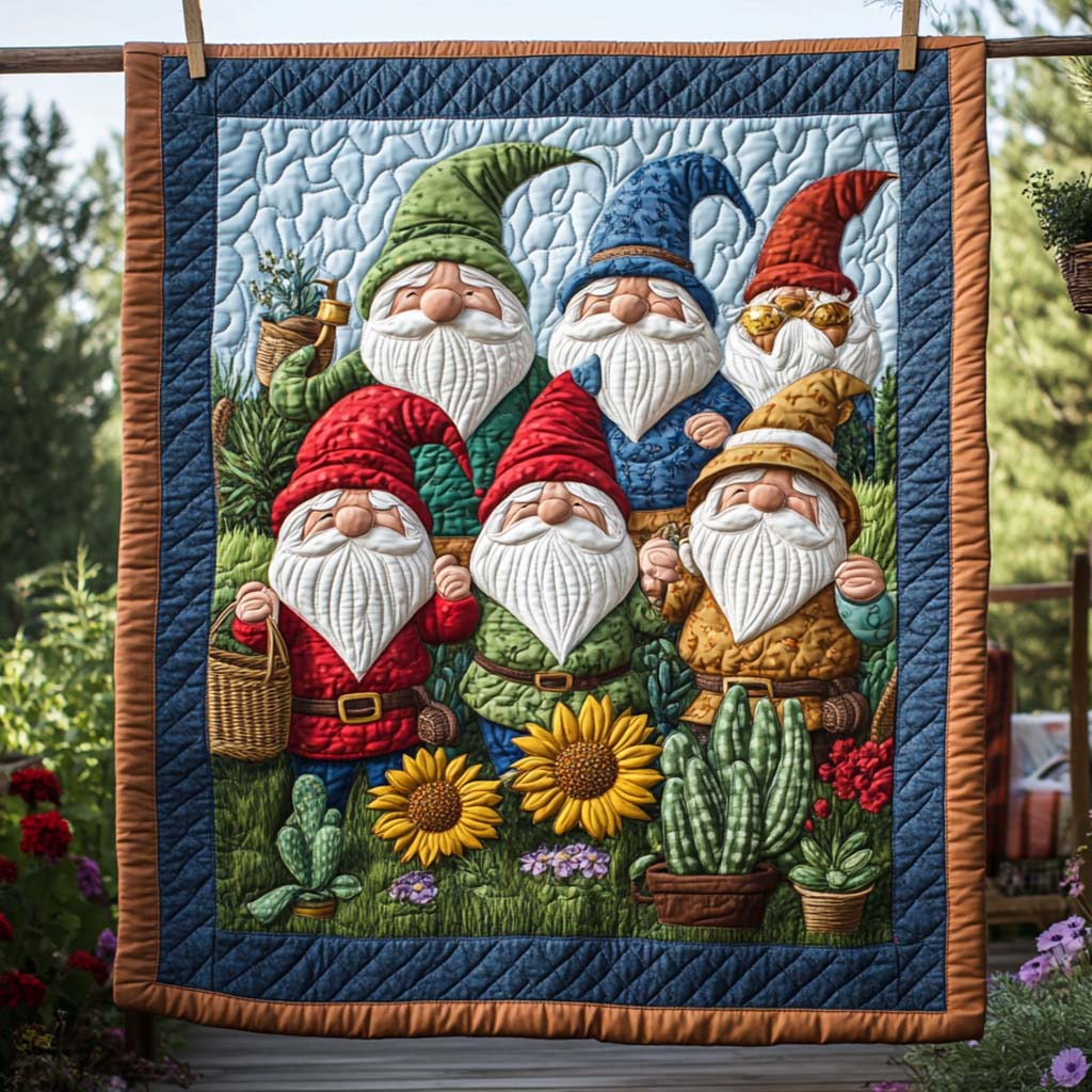 Garden Gnome Gathering Quilted Blanket - Baby (30" x 40") - Pack 1