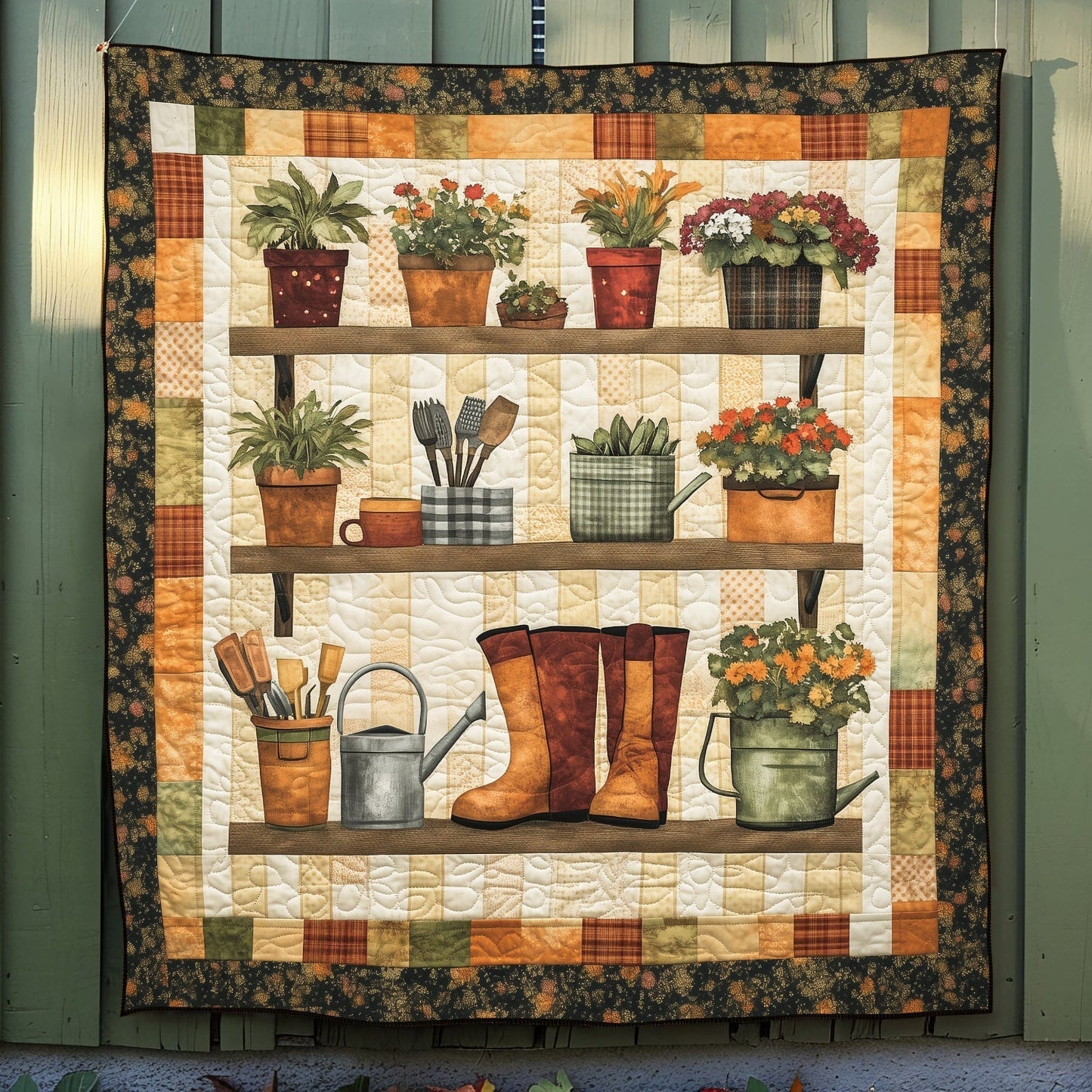 Garden Shelf Quilted Blanket - Throw (55" x 60")