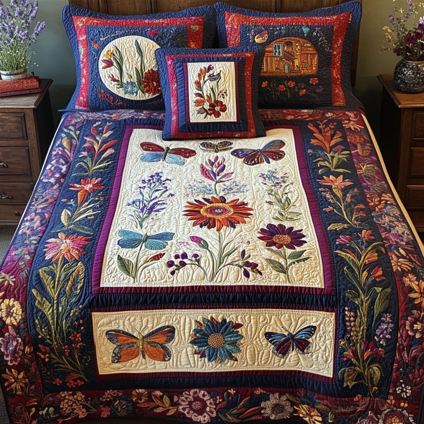 Garden Song 3-Piece Quilted Bedding Set - Single (59" x 70")