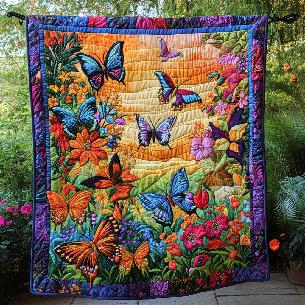 Garden Symphony Quilted Blanket - Throw (55" x 60")