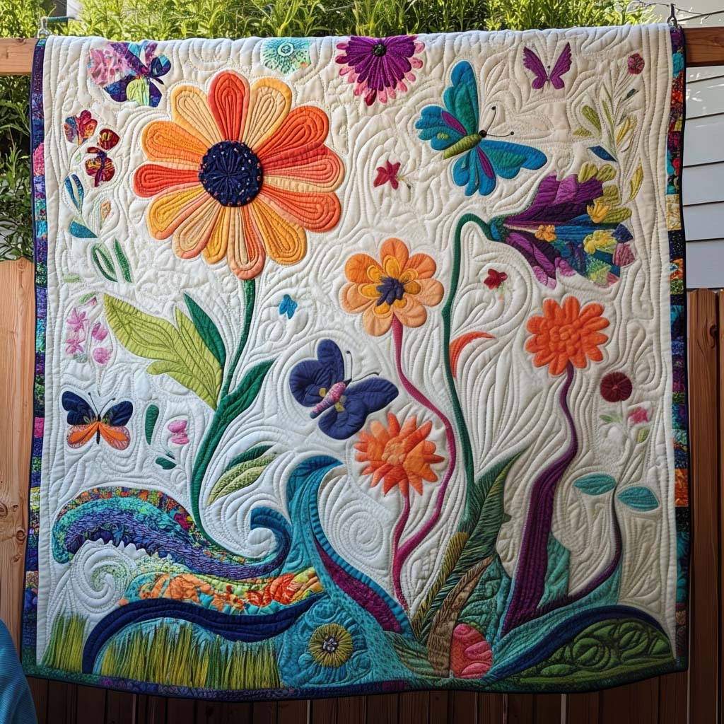 Garden Symphony Quilted Blanket - Throw (55" x 60")