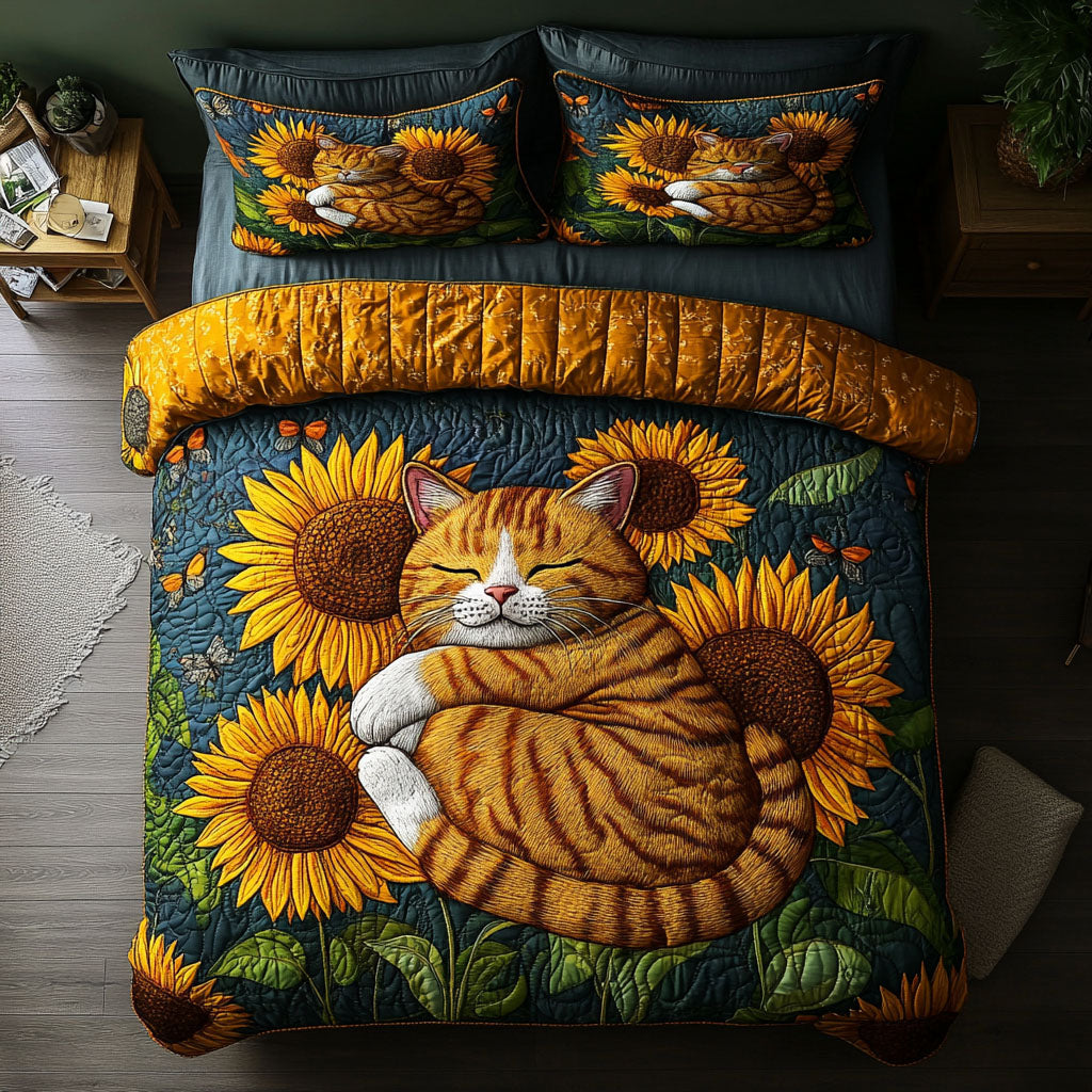 Garden Whiskers 3-Piece Quilted Bedding Set - Single (59" x 70")