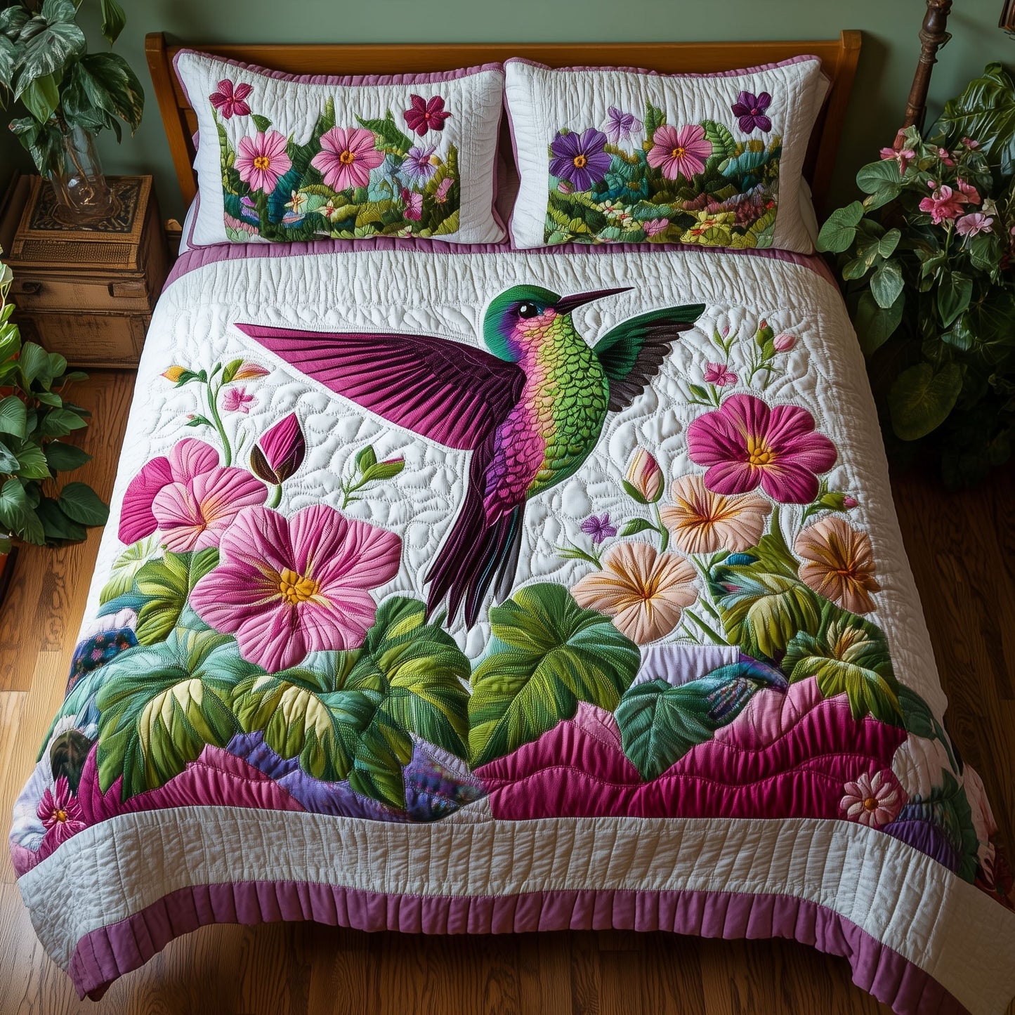 Garden Whispers 3-Piece Quilted Bedding Set - Single (59" x 70")
