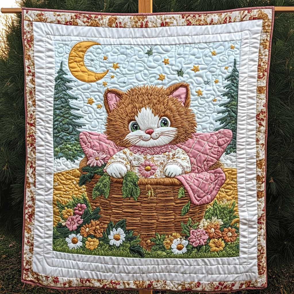 Garden of Whiskers Quilted Blanket - Throw (55" x 60")