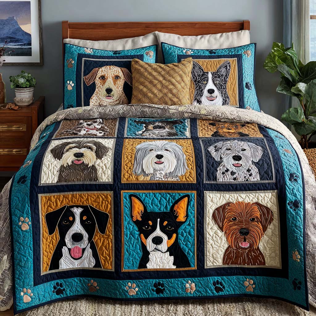 Gentle Dog 3-Piece Quilted Bedding Set - Single (59" x 70")
