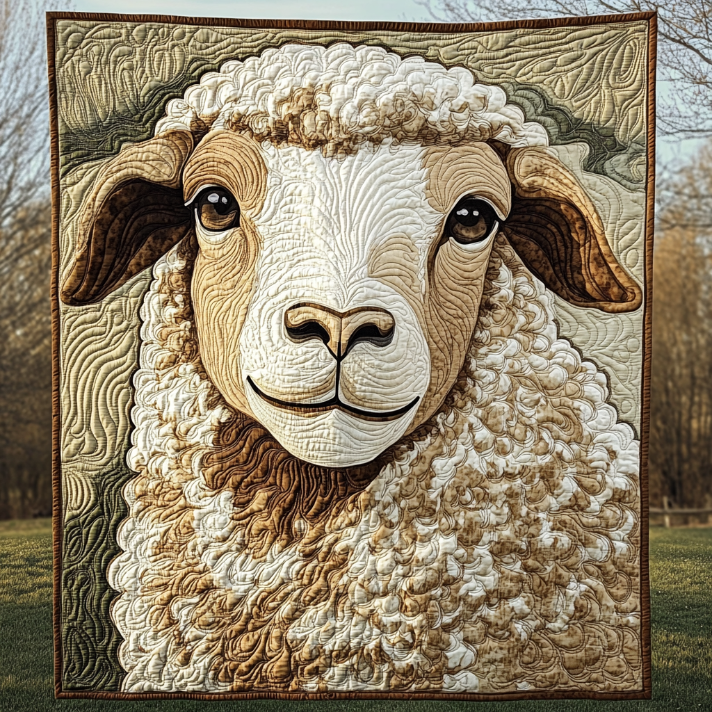 Gentle Sheep Quilted Blanket - Throw (55" x 60")