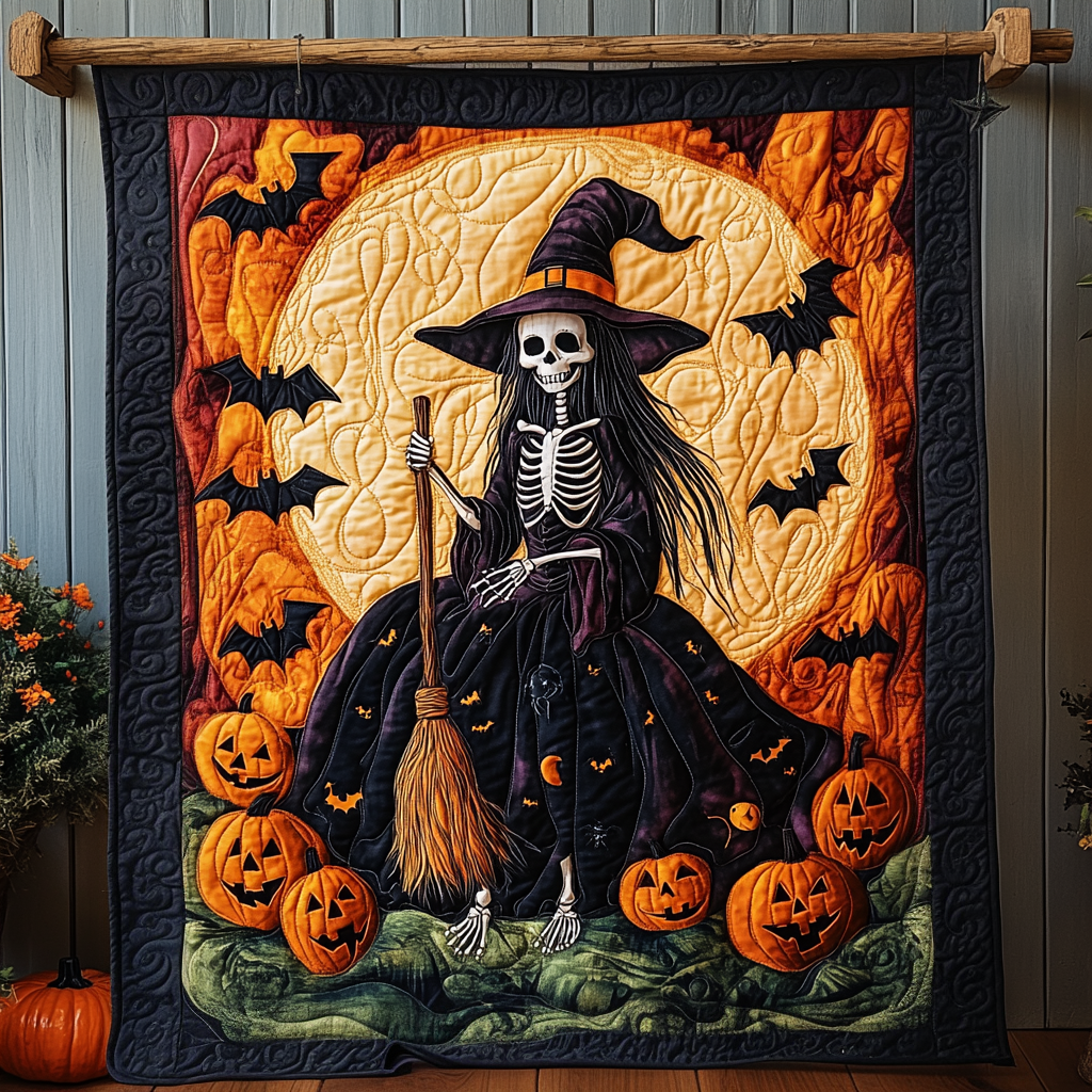 Ghostly Gathering Quilted Blanket - Throw (55" x 60")