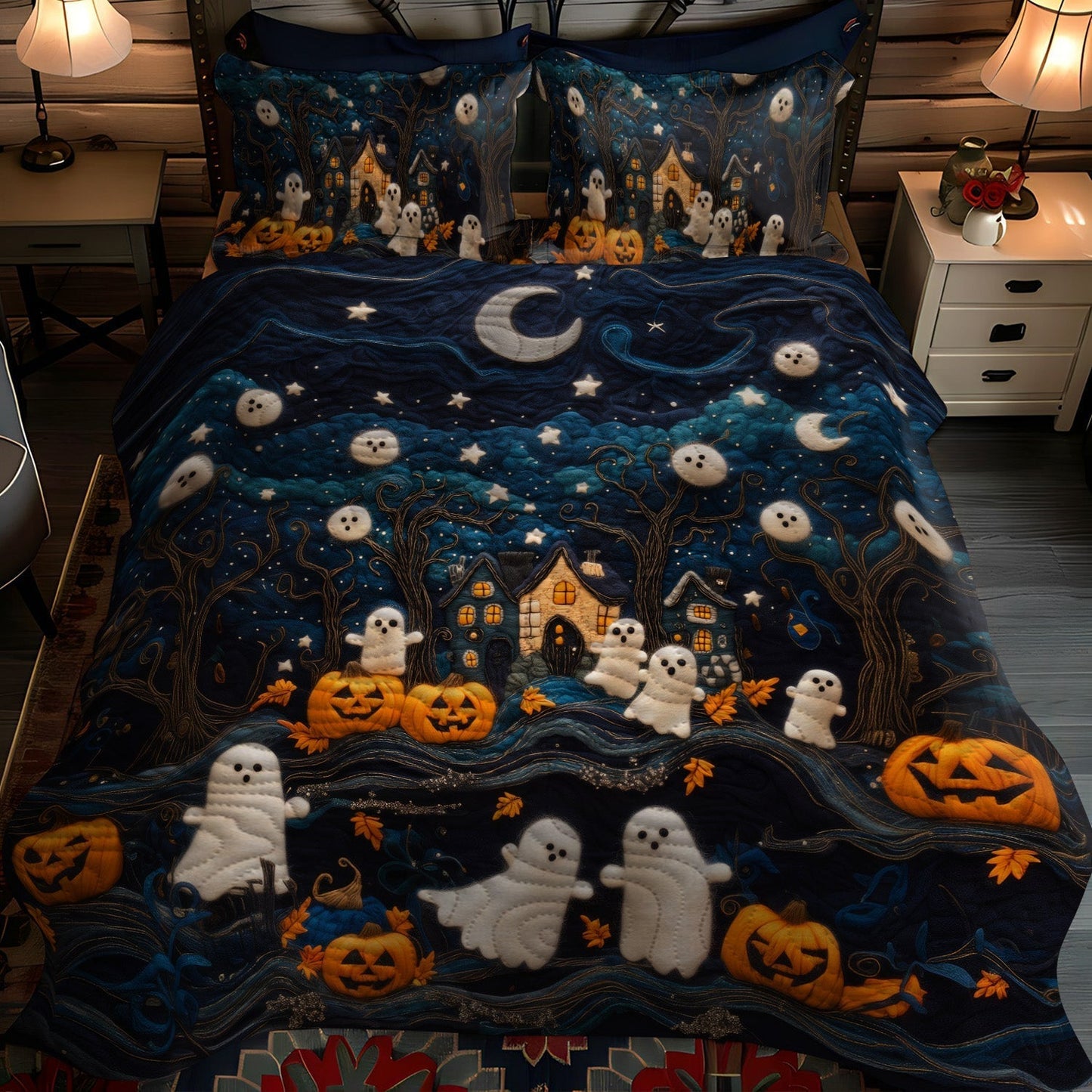 Ghostly Garden 3-Piece Quilted Bedding Set - Single (59" x 70")
