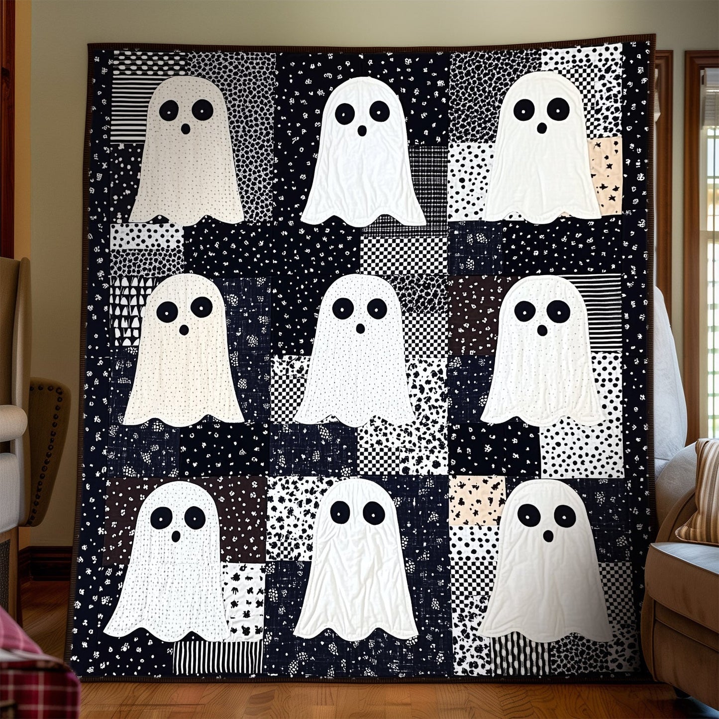 Ghostly Gathering Quilted Blanket - Throw (55" x 60")