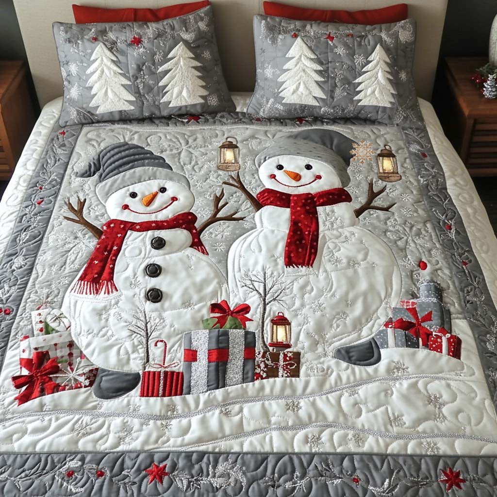 Gifted Snow 3-Piece Quilted Bedding Set - Single (59" x 70")