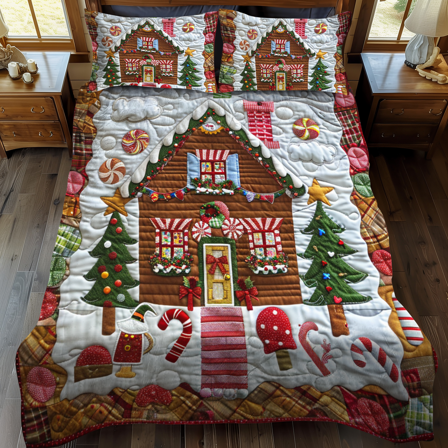 Gingerbread Delight 3-Piece Quilted Bedding Set - Single (59" x 70")