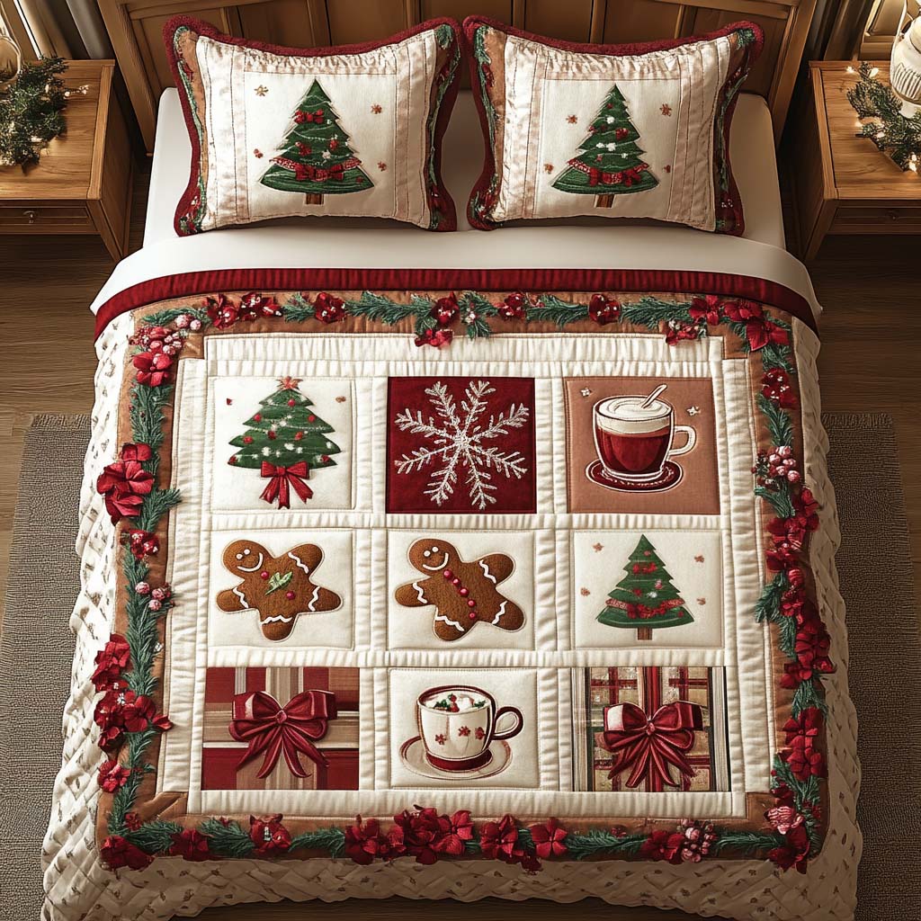 Gingerbread Dreams 3-Piece Quilted Bedding Set - Single (59" x 70")