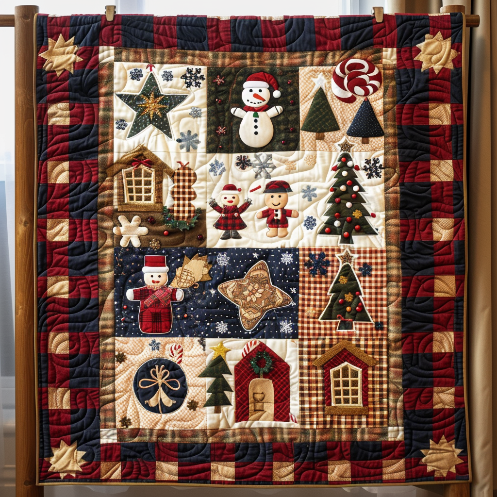 Gingerbread House Quilted Blanket - Throw (55" x 60")