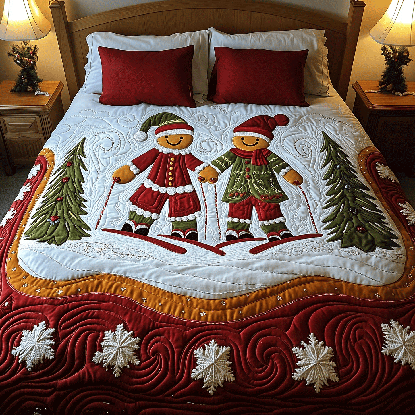 Gingerbread Wishes 3-Piece Quilted Bedding Set - Single (59" x 70")