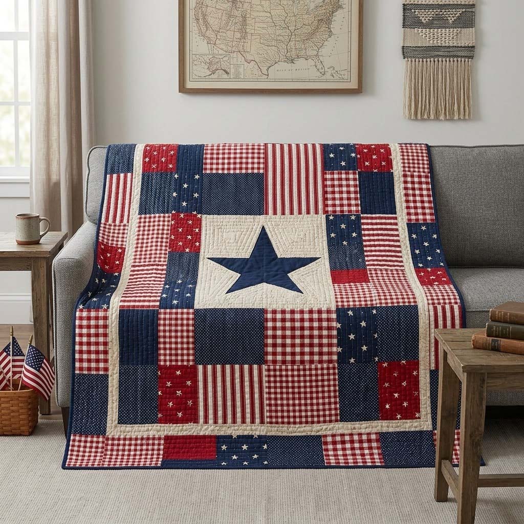 Gingham Lone Star Quilted Blanket - Baby (30" x 40") - Pack 1