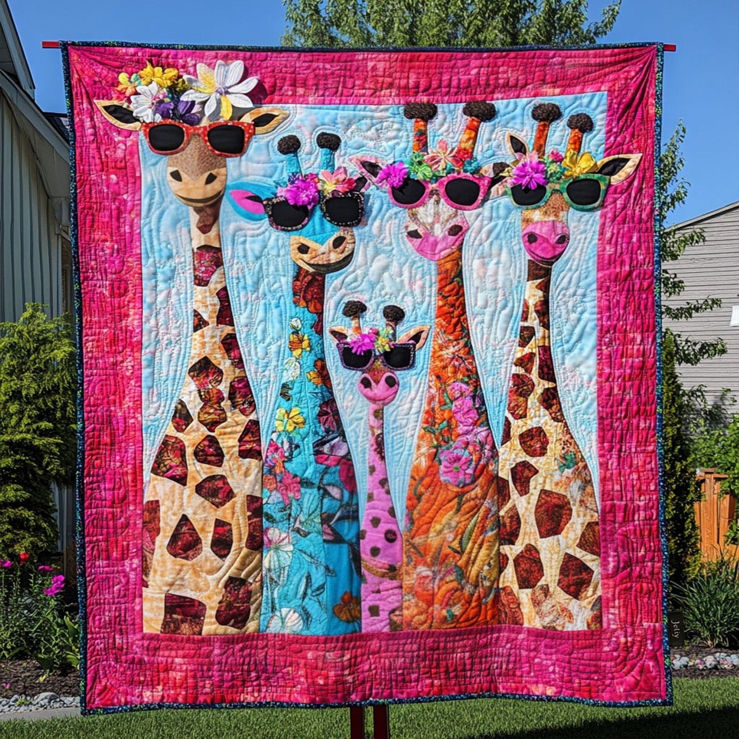 Giraffe Heights Quilted Blanket - Throw (55" x 60")