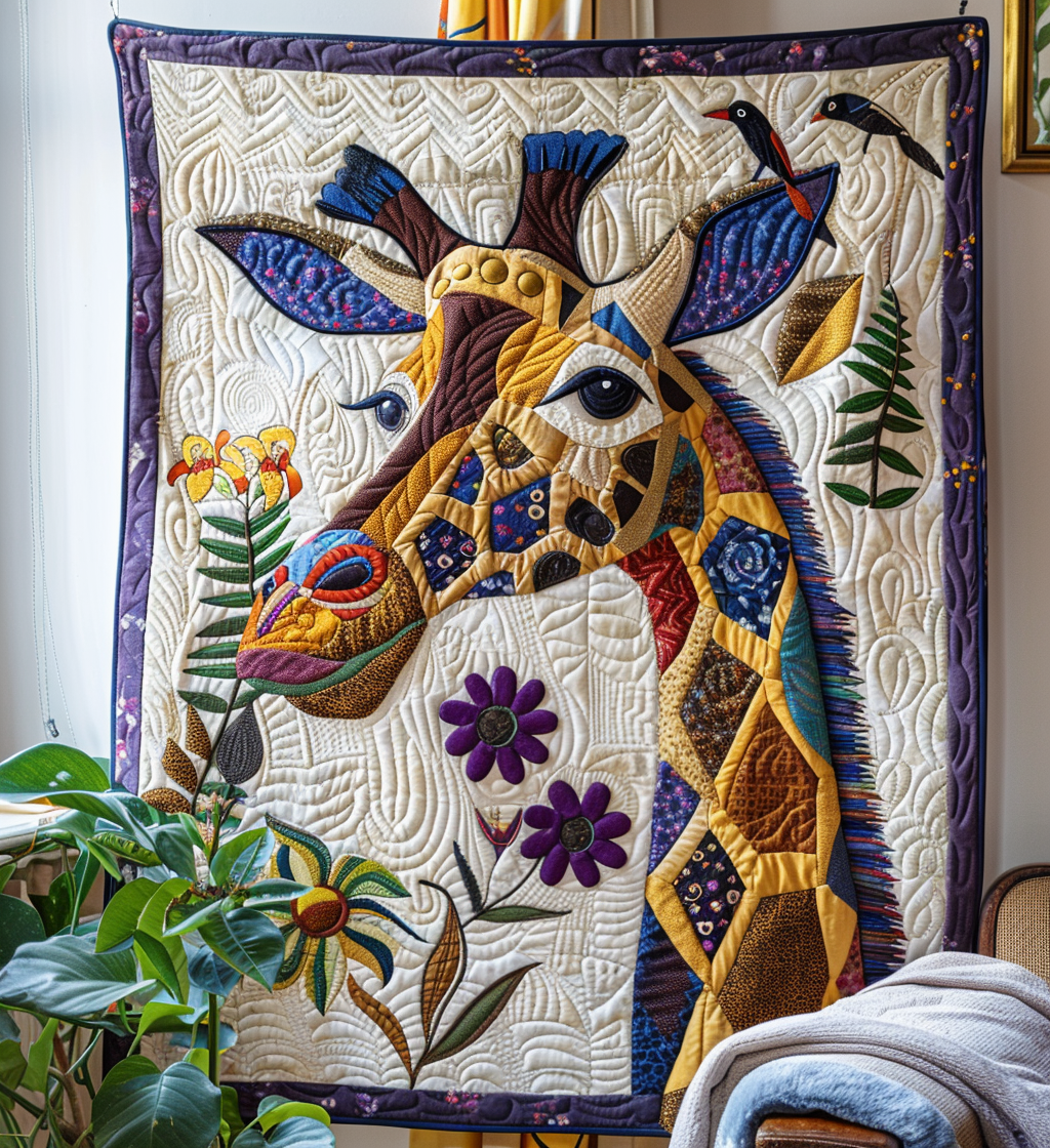 Giraffe Journey Quilted Blanket - Throw (55" x 60")