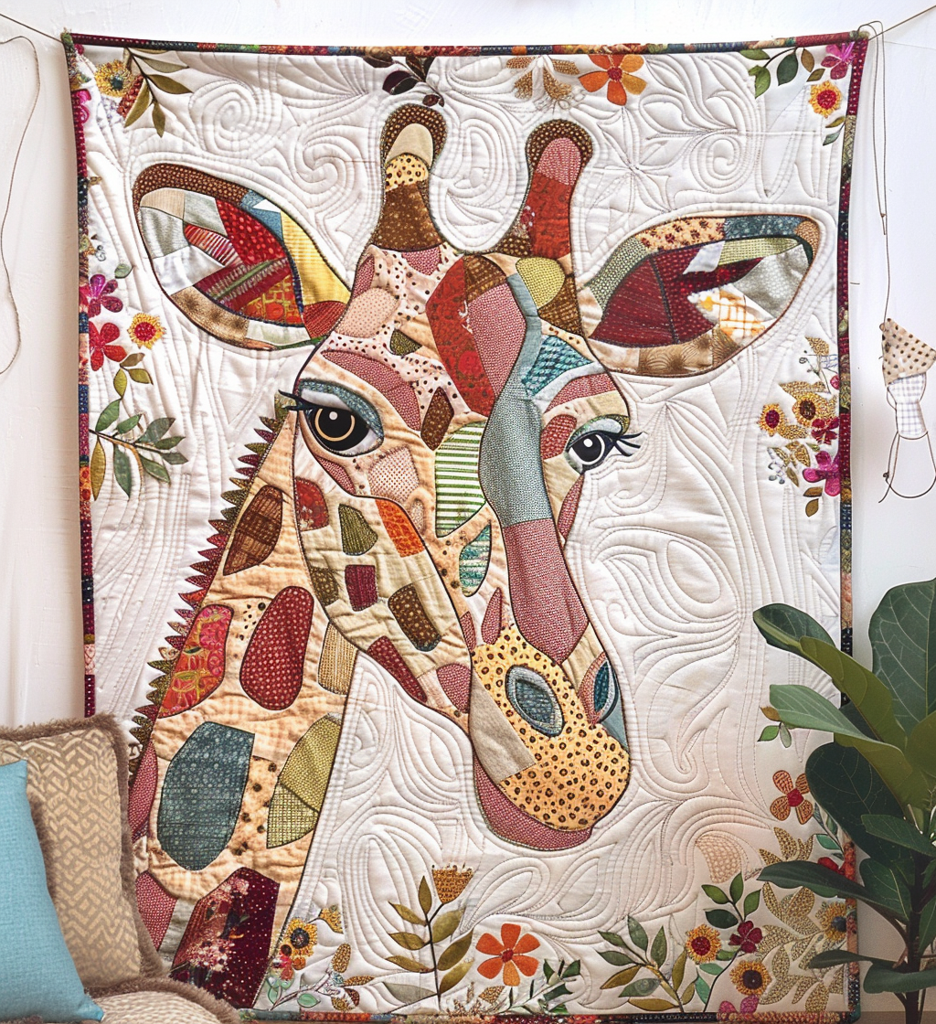 Giraffe Serenade Quilted Blanket - Throw (55" x 60")