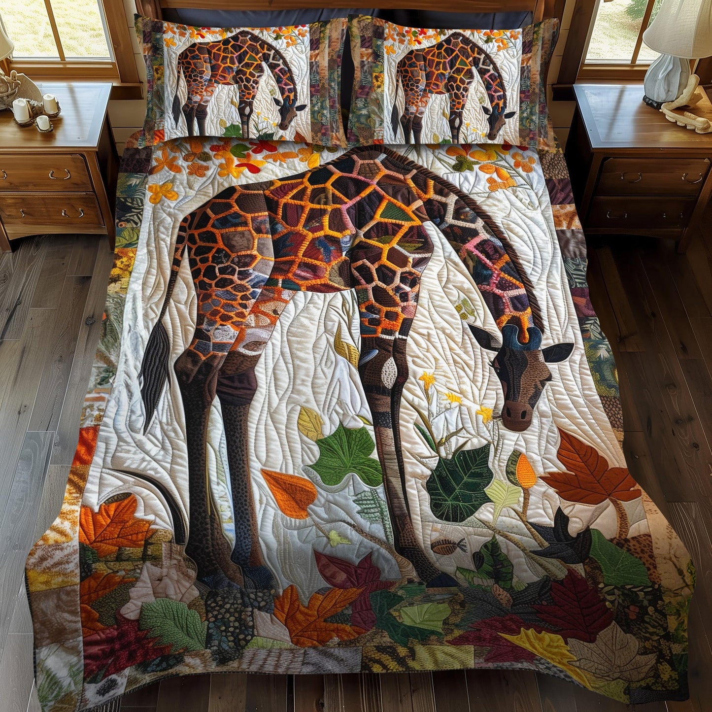 Giraffe Wilderness 3-Piece Quilted Bedding Set - Single (59" x 70")