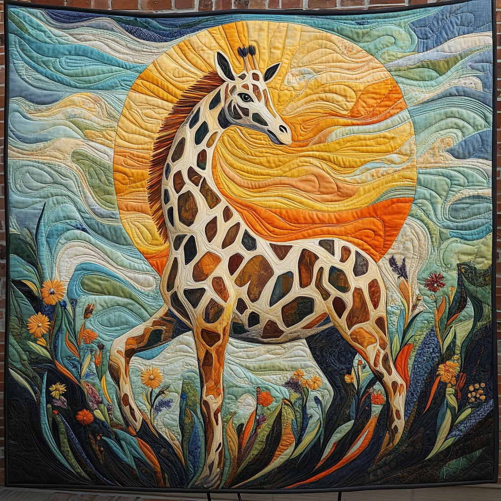 Giraffe Grace Quilted Blanket - Throw (55" x 60")