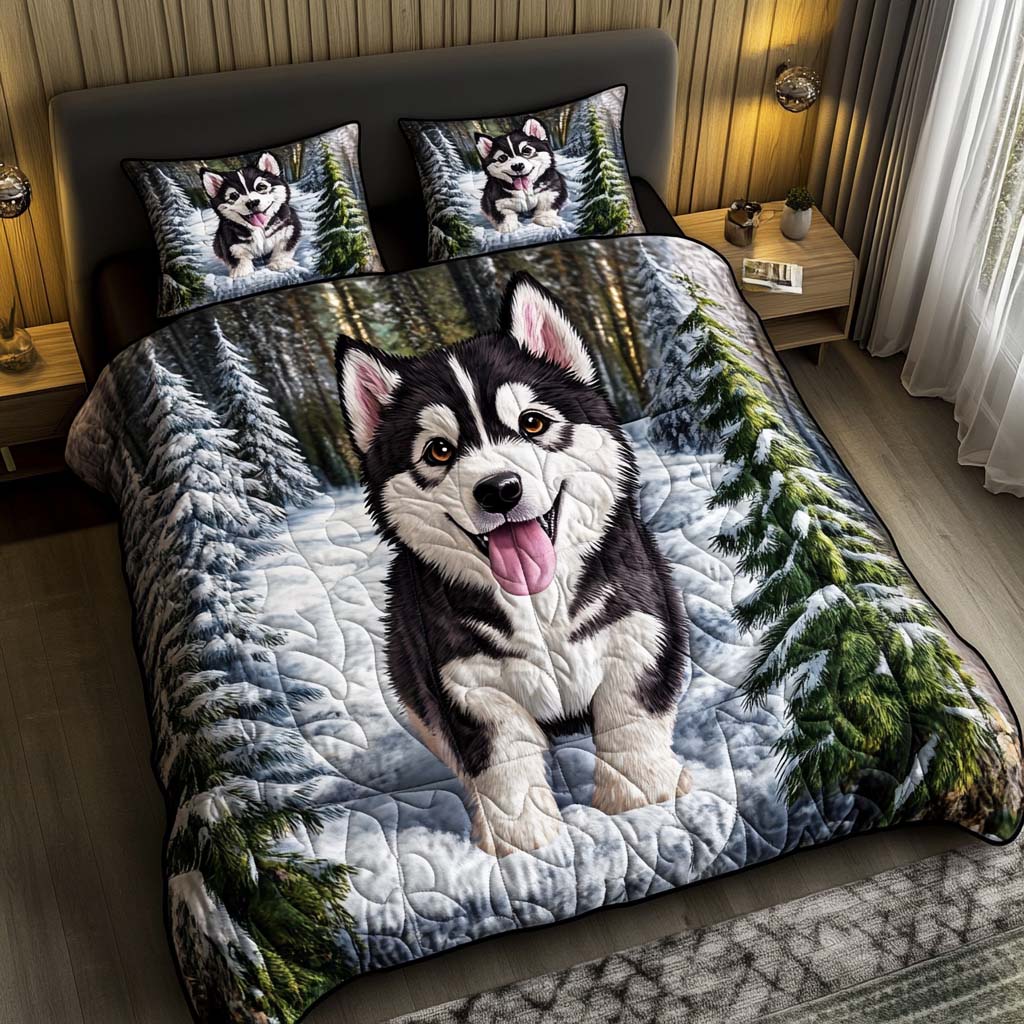Glacier Heart 3-Piece Quilted Bedding Set - Single (59" x 70")